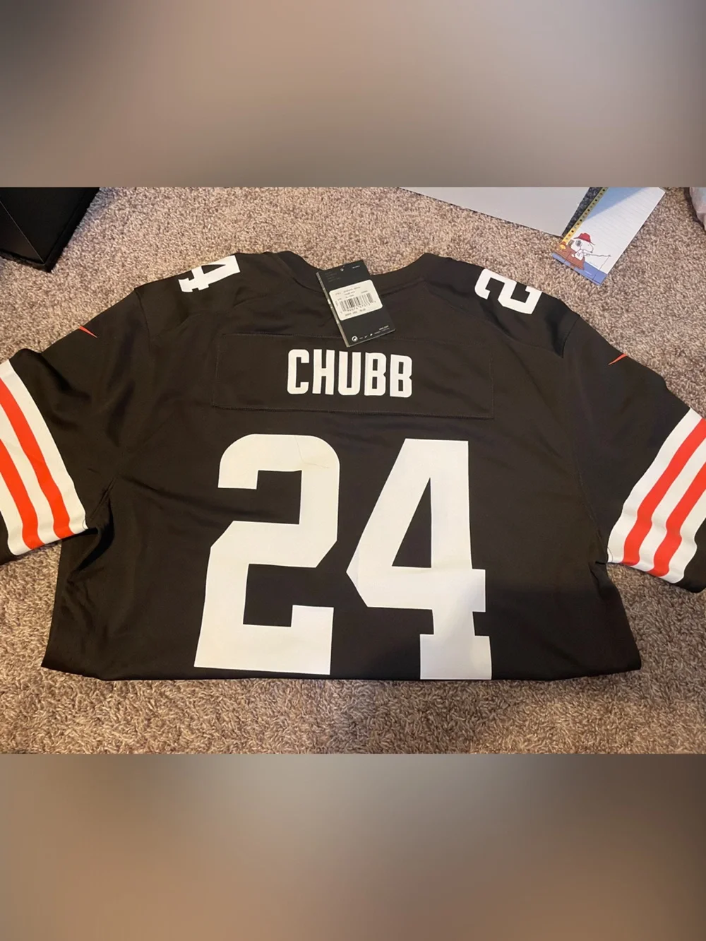 Chubb Browns Football Jersey with Orange Accents